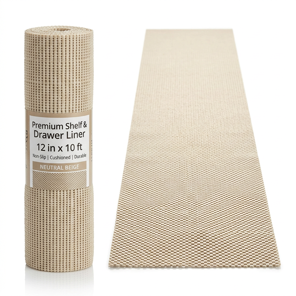 Shelf Liner Drawer Liner, 12IN X 10FT Non Slip Non Adhesive Cabinet Liner for Kitchen, Refrigerator, Drawer - Clear Ribbed