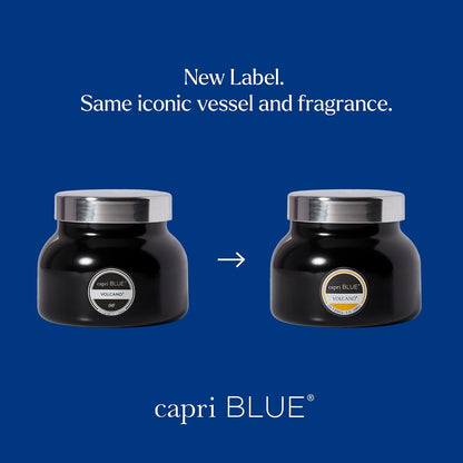 Capri Blue Volcano Scented, Glass Jar Candles for Home with Tropical Fruit & Sugared Citrus, Soy Wax Blend, Black Color (8 Oz)