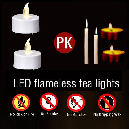 Battery Operated LED Tea Lights: 24PACK Flameless Votive Candles Lamp Realistic and Bright Flickering Holiday Gift Long Lasting 200Hours for Seasonal & Festival Celebration Warm White