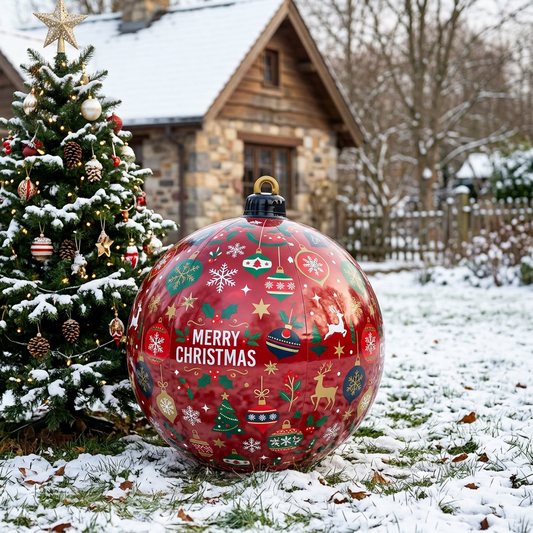 60Cm Outdoor Christmas Inflatable Decorated Ball PVC Giant Big Large Balls Xmas Tree Decorations Toy Ball without Light Ornament