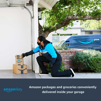 Smart Garage Door Opener - Wall Mounted - Myq Smartphone Controlled - Ultra Quiet Space Saving Direct Drive, Model RJO20, Black