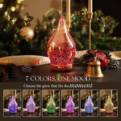Essential Oil Diffuser 3D Firework Glass Aromatherapy Ultrasonic Humidifier Rose Gold, Auto Shut-Off, Timer Setting, BPA Free, Aroma Decoration for Home, Office, Gym, Spa, Premium Gift 150Ml